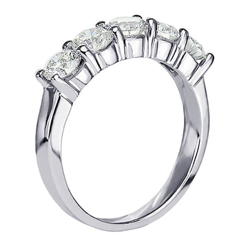 1.15 CT Classic Shared Prong Diamond Wedding Ring in 14k White/Yellow Gold